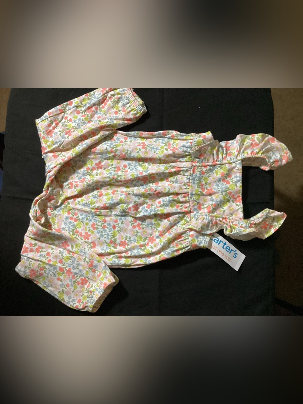 Carter's Pastel Floral Ruffle Romper - Pink, Green, Blue